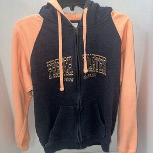 French Quarter New Orleans Hoodie Women's Size Small Gray Coral Full Zip